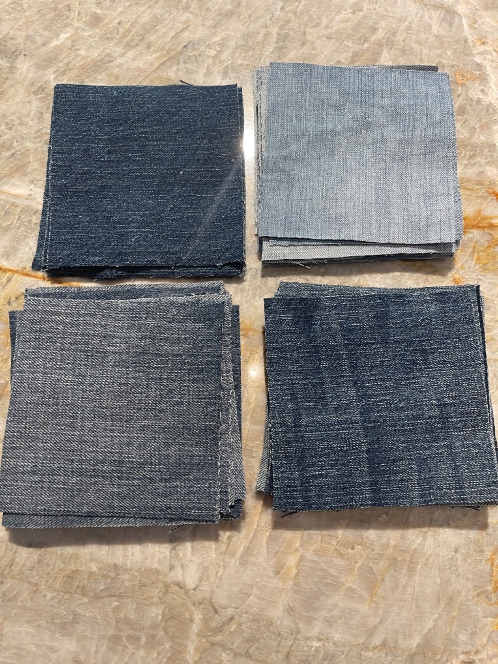 5" Inch Quilt Squares 68 Count Repurposed Denim